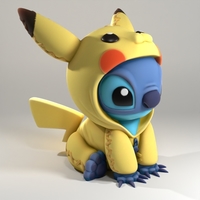 stitch with pikachu pajamas - Thumbnail 3