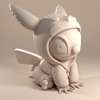 stitch with pikachu pajamas - Thumbnail 4