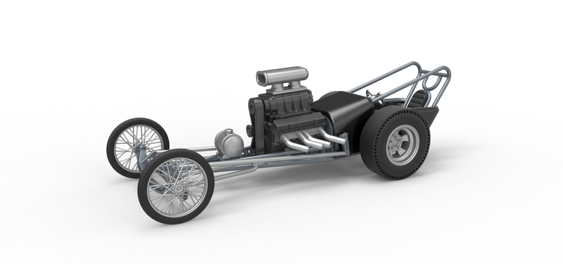 Front engine old school dragster with V8 Version 3 Scale 1:25
