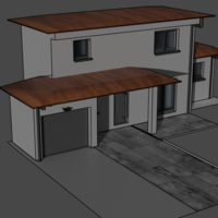 Modèle de maison moderne avec auvent en rendu 3D - Thumbnail 2