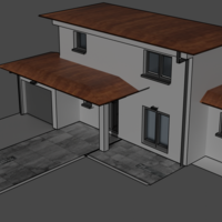 Modèle de maison moderne avec auvent en rendu 3D - Thumbnail 3