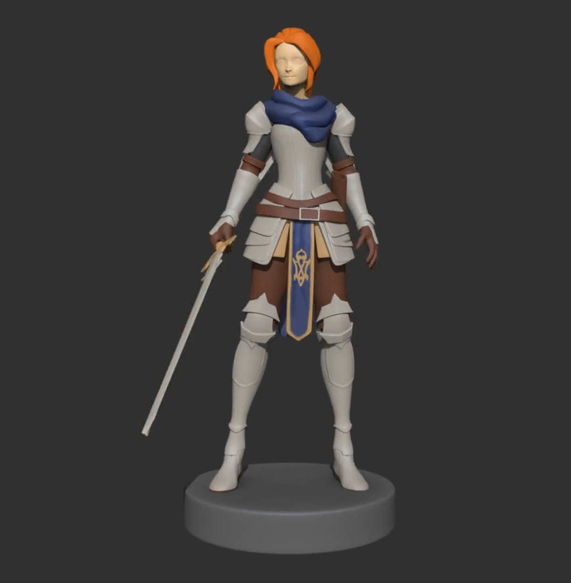 Female Knight - 3D Printable Miniature for Tabletop Games