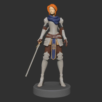 Female Knight - 3D Printable Miniature for Tabletop Games - Thumbnail 1