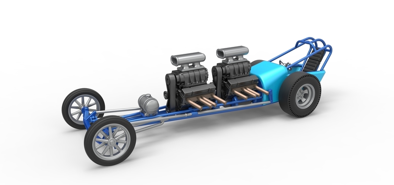 Front engine old school dragster with 2 V8 Version 2 Scale 1:25