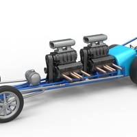 Front engine old school dragster with 2 V8 Version 2 Scale 1:25 - Thumbnail 1
