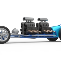 Front engine old school dragster with 2 V8 Version 2 Scale 1:25 - Thumbnail 2