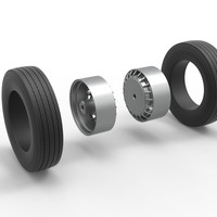 Rear wheel of racing semi truck Version 2 Scale 1:25 - Thumbnail 10