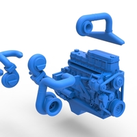 Twin Turbo straight-six engine for semi truck Scale 1:25 - Thumbnail 19