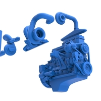 Twin Turbo straight-six engine for semi truck Scale 1:25 - Thumbnail 20