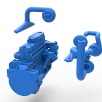 Twin Turbo straight-six engine for semi truck Scale 1:25 - Thumbnail 21