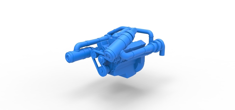 Twin Turbo engine V8 for semi truck Scale 1:25