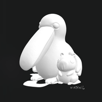 Cute Animal Duo | Pelican & Capybara STL 3D Print Model - Thumbnail 1