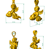 pendant angel heart 3D print model - Thumbnail 1