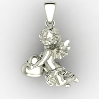 pendant angel heart 3D print model - Thumbnail 5
