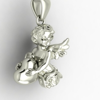 pendant angel heart 3D print model - Thumbnail 6