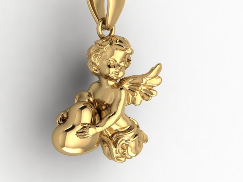 pendant angel heart 3D print model