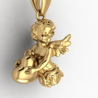pendant angel heart 3D print model - Thumbnail 7