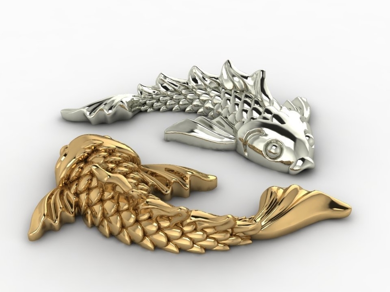 koi fish relief 3D print model