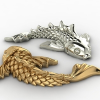 koi fish relief 3D print model - Thumbnail 1