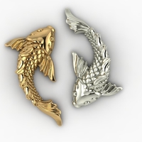 koi fish relief 3D print model - Thumbnail 2