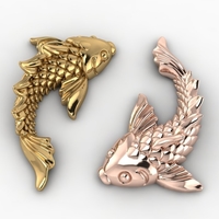 koi fish relief 3D print model - Thumbnail 3