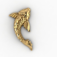 koi fish relief 3D print model - Thumbnail 4