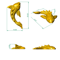 koi fish relief 3D print model - Thumbnail 5