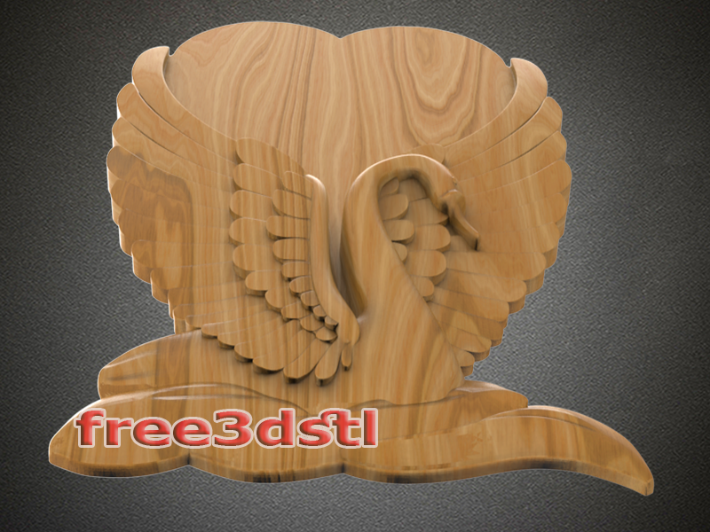 Swan with heart 3D STL Model
