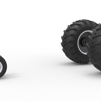 Wheel Set of Vintage Small block Pulling tractor V2 Scale 1:25 - Thumbnail 1