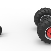 Wheel Set of Vintage Small block Pulling tractor V2 Scale 1:25 - Thumbnail 6