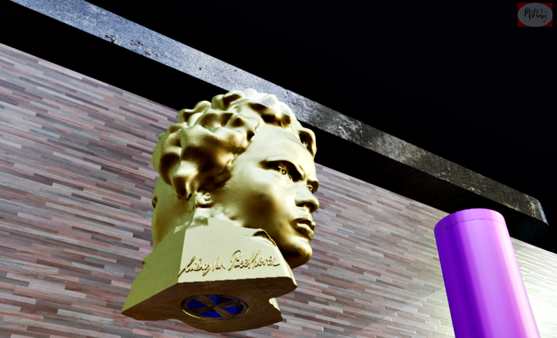 Beethoven Money Holder. Two-faced sculpture 