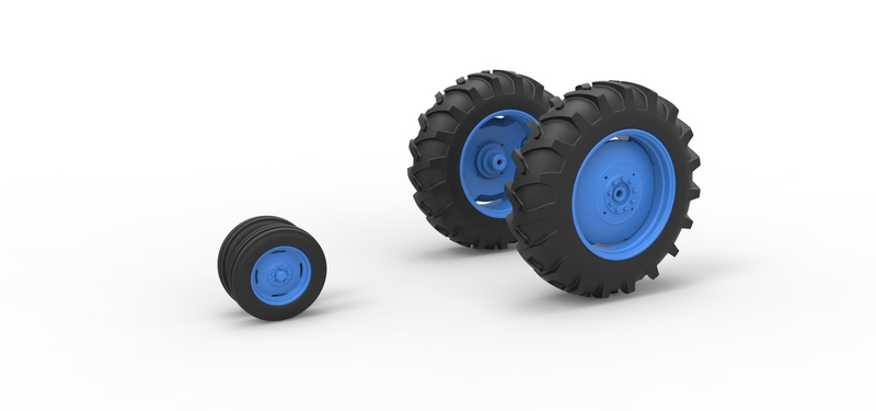 Wheel Set of Vintage Small block Pulling tractor V3 Scale 1:25