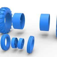 Wheel Set of Vintage Small block Pulling tractor V3 Scale 1:25 - Thumbnail 7