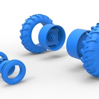 Wheel Set of Vintage Small block Pulling tractor V3 Scale 1:25 - Thumbnail 8