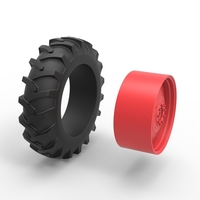 Rear wheel of Vintage Pulling tractor Version 2 Scale 1:25 - Thumbnail 10