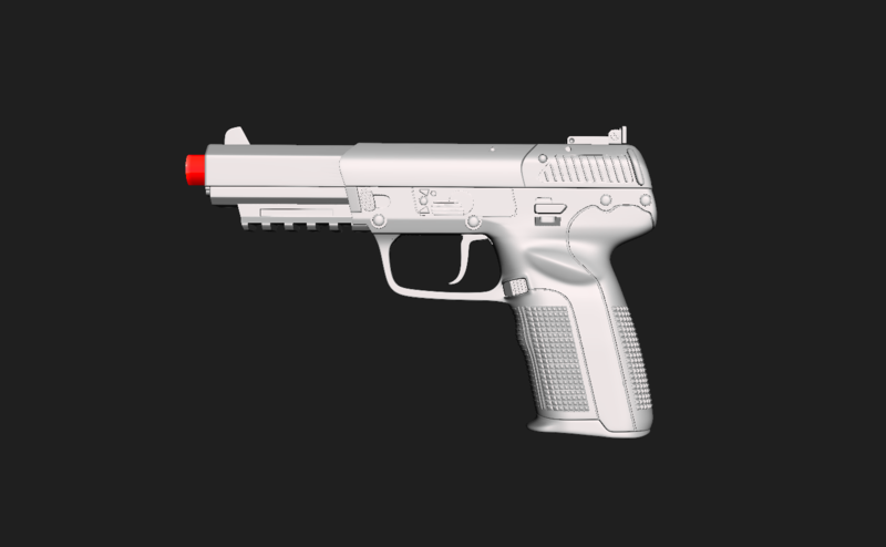 FN Herstal 5.7 Five Seven Real Size Scan 1:1 Scale 3D Mold