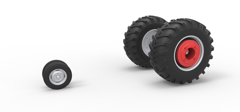 Wheel Set of Vintage Pulling tractor Scale 1:25