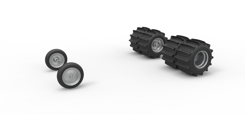 Wheel Set of Vintage Funny Car for Sand drag racing Scale 1:25