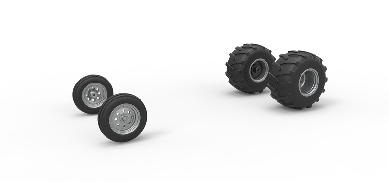 Wheel Set of Vintage Pulling Funny car Scale 1:25