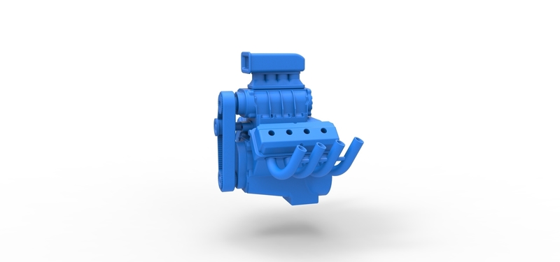 Engine V8 for vintage dragster Version 6 Scale 1:25