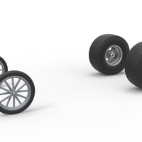 Wheel set of Vintage Front engine dragster V3 Scale 1:25 - Thumbnail 1