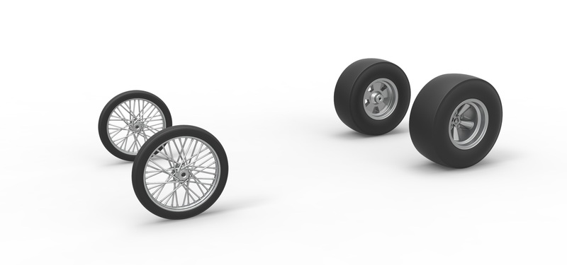 Wheel set of Vintage Front engine dragster Version 4 Scale 1:25