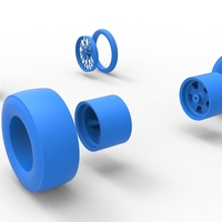 Wheel set of Vintage Front engine dragster Version 4 Scale 1:25 - Thumbnail 11