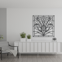 Art Nouveau Floral Stained Glass Style Wall Art - Thumbnail 1