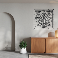 Art Nouveau Floral Stained Glass Style Wall Art - Thumbnail 3