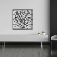 Art Nouveau Floral Stained Glass Style Wall Art - Thumbnail 6