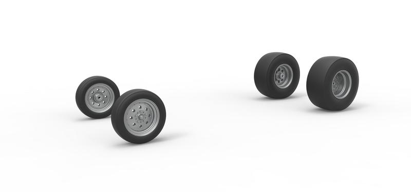 Wheel set of Vintage Front engine dragster V5 Scale 1:25
