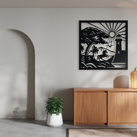 Horse by the Lighthouse - Coastal Silhouette Wall Art - Thumbnail 3