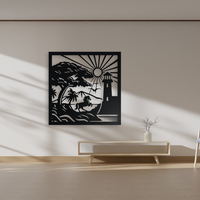 Horse by the Lighthouse - Coastal Silhouette Wall Art - Thumbnail 5