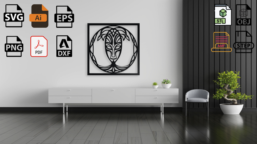 Tribal Tree Spirit Mask Wall Art